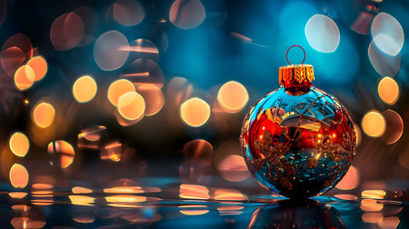 christmas bauble on bokeh background, new year conceptの素材