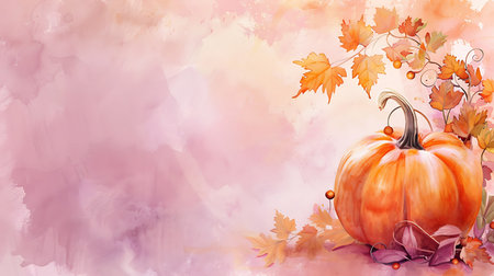 Autumn background with pumpkins and leaves. Vector Illustration.の素材