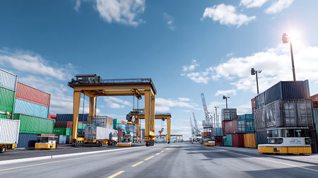 Containers in the port for Logistic Import Export business background.の素材