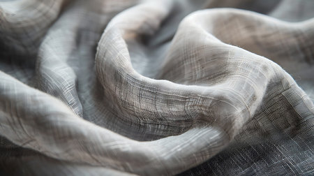 Crumpled fabric texture background. Close up of gray fabric.の素材