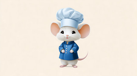 Cute cartoon mouse as a chef isolated on a white background.の素材