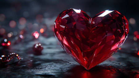 Red heart on a dark background. Valentine's Day concept. Copy space.の素材