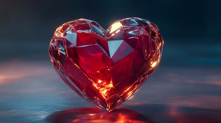 Red heart on a dark background. Valentines day concept. 3d renderingの素材
