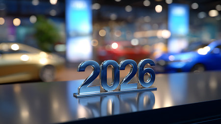 New year 2016 on the black table. 3d render image.の素材