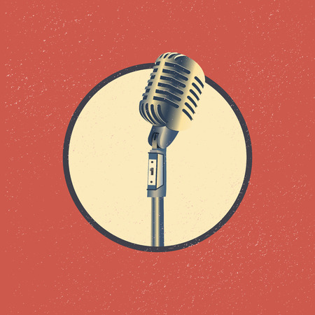 Old microphone made in grunge style. Vintage.のイラスト素材