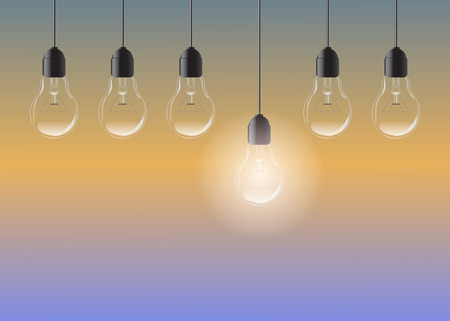 Vector Light bulb on color background. Realisticのイラスト素材