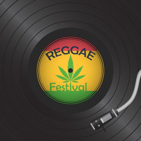 Retro vinyl disk. Gramophone Vinyl record. Reggae cardのイラスト素材