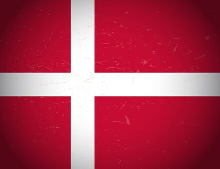 Flag of Denmark. Vector illustration. Grunge backgroundのイラスト素材