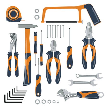 Set of tools for repair and construction. Concept image of work wear.のイラスト素材