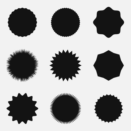 Set of vector starburst. Simple flat style. Starburst shape sale tag.のイラスト素材