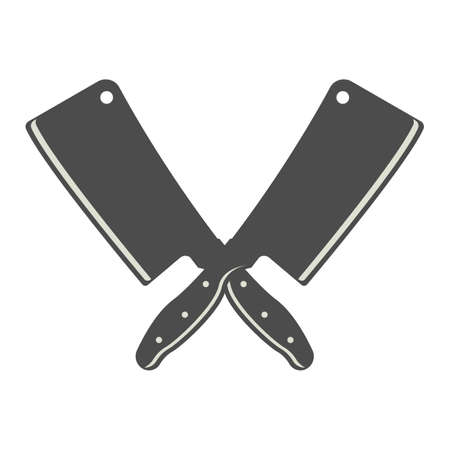 Meat cutting knives. Butcher's design elements for   poster, emblem.のイラスト素材