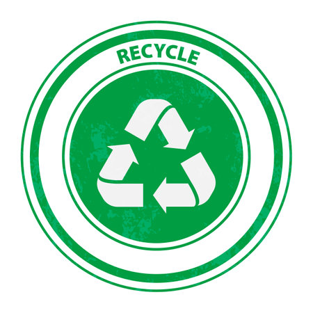 Recycle symbol, green stamp on white background. vector illustration.のイラスト素材