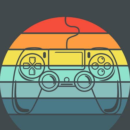 Gamepad icon in flat style. Game controller vector illustration on dark background.のイラスト素材