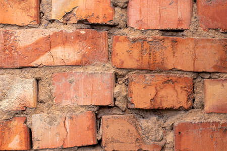 Texture of old brick wall close upの写真素材