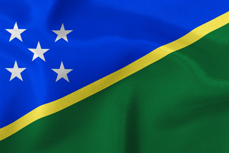 Flag of the state of Solomon islands close-up.の写真素材