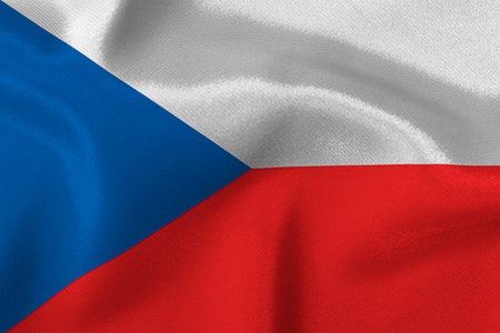 Flag of the state of Czech close-up.の写真素材