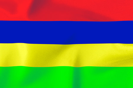 Flag of the state of Mauritius close-up.の写真素材