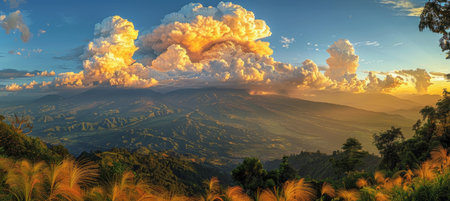 Spectacular eruption of the volcano a majestic display of nature s raw power and furyの素材