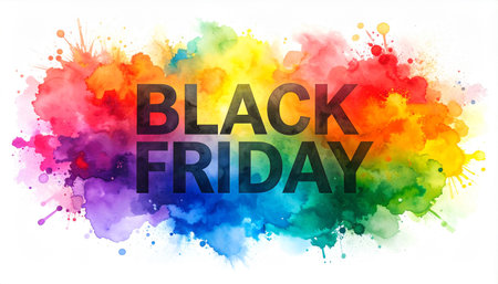 Black Friday in watercolor rainbow splash style.の素材
