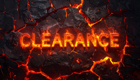 Clearance in fiery molten lava style, glowing cracks, charred stone tex.の素材