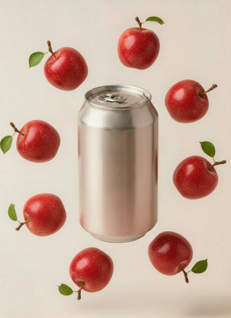 A metal soda can with no name surrounded by red blocks.の素材