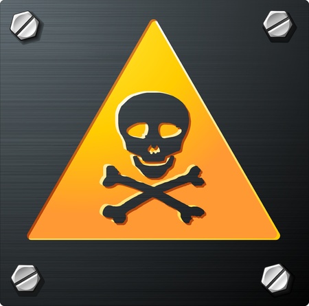 Brushed Metal Grunge Skull Sign with bolts, detailed vectorのイラスト素材
