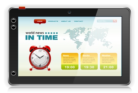 Touchpad Computer or Tablet PC with news content, vector.のイラスト素材