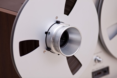 Open Metal Reels WithTape For Professional Sound Recording with NAB adaptersの写真素材