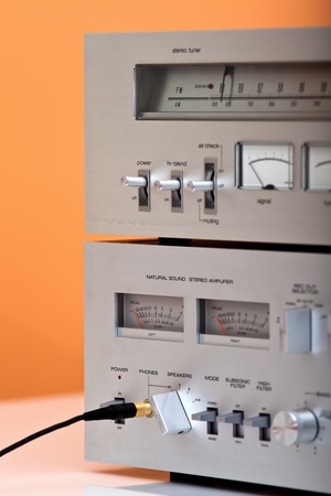 Vintage Stereo Amplifier and Tuner closeupの写真素材