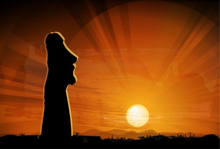 Easter Island Statue Moai In The Beams Of Sun. This is so called のイラスト素材