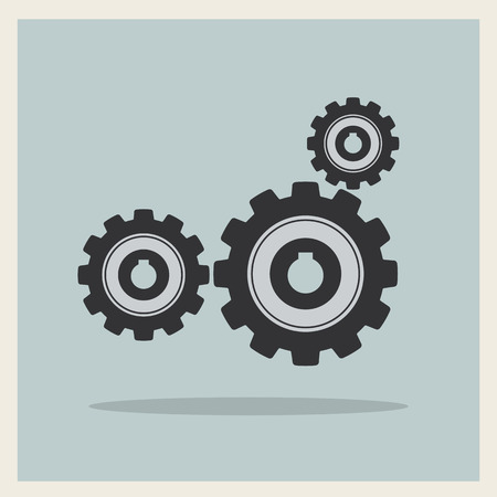 Technology mechanical gear icon on blue retro background のイラスト素材
