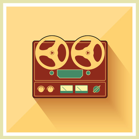 Retro open reel tape deck stereo recorder player vectorのイラスト素材