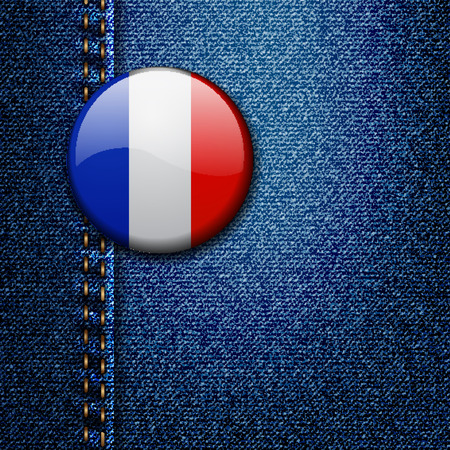 France Bright Colorful Badge on Denim Fabric Texture Vectorのイラスト素材
