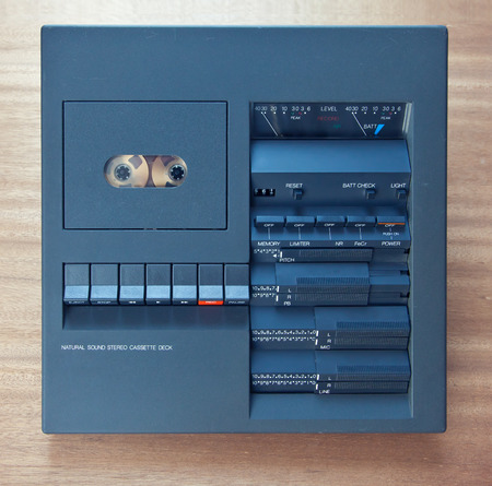 Vintage stereo compact cassette tape deck player front viewの写真素材
