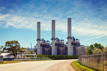 Industrial Petroleum Refinery Plant Smokestacks and Piping Details