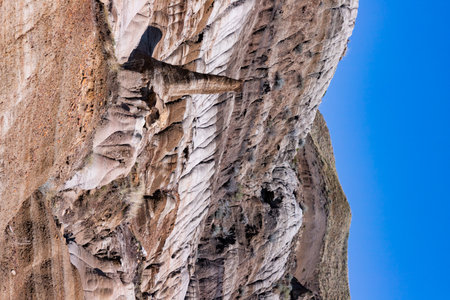 Badlands near Drumheller, Dinosaur capital of the world. One of Canada's most unique landscapes: land of hoodoos, multi-hued canyons and land formations sculptured by water and windの写真素材