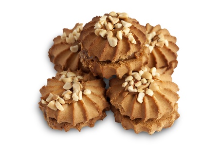 Cookies with nut isolated on a white backgroundの写真素材