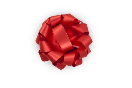 gift red bow isolated on white background の写真素材