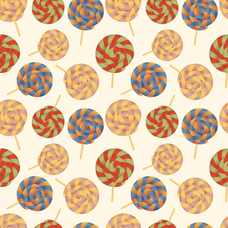 Seamless pattern with Lollipops  Candy background  Retro style  Soft colors  Can be used to fabric design, wallpaper, decorative paper, scrapbook albums, web design, etc のイラスト素材