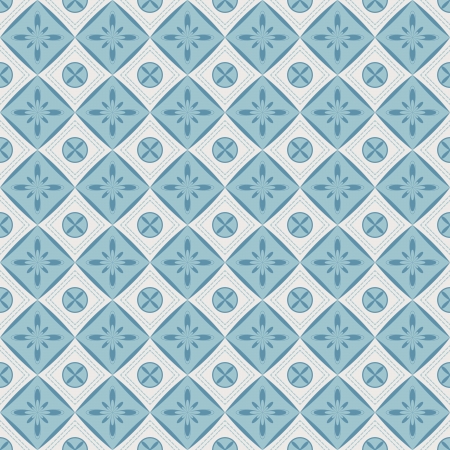 Seamless pattern with geometric diamond shapes and flowers  Can be used to fabric design, wallpaper, decorative paper, web design, etc  Swatches of seamless patterns included in the file のイラスト素材