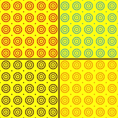 Set of seamless polka dot pattern in indian style, bright colors  Can be used to fabric design, wallpaper, decorative paper, web design, etc  Swatches of seamless patterns included in the file のイラスト素材