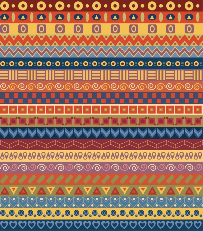 Tribal striped seamless pattern  Geometric multicolor background  Vintage soft colors  Swatches of seamless pattern included in the file のイラスト素材