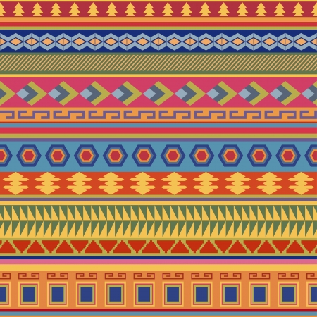 Tribal striped seamless pattern  Geometric multicolor background  Vintage soft colors  Swatches of seamless pattern included in the file のイラスト素材