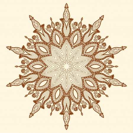 Mandala  Beautiful hand-drawn flower  Ethnic lace round ornamental pattern  Can be used to fabric design, decorative paper, web design, embroidery, tatoo, etc  のイラスト素材
