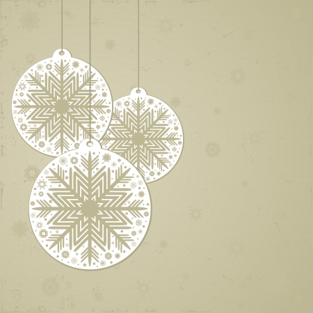 Christmas background in retro style with balls, snowflakes and place for text  Imitation paper  Soft colors のイラスト素材