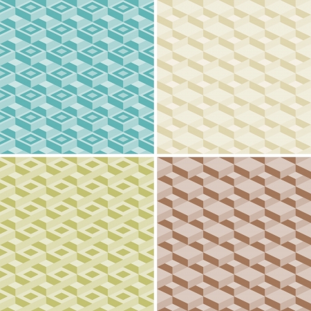 Set of four seamless mosaic pattern in retro style  Can be used to fabric design, wallpaper, decorative paper, web design, etc のイラスト素材