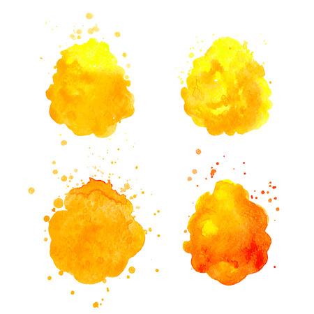 Watercolor splashes. Realistic vector graphics. Hand drawn watercolor stains for design. Colorful abstract vector spots.のイラスト素材