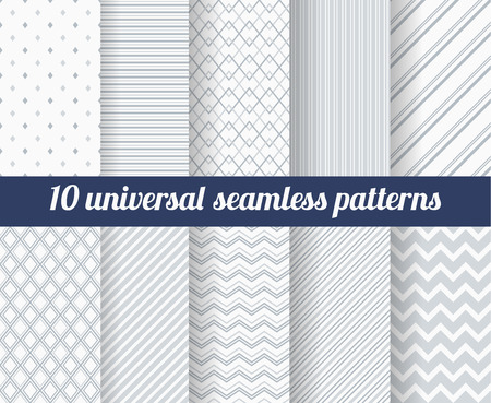 Set of ten subtle seamless patterns. Classic monochrome textures. Gray colors. Vector illustration.のイラスト素材