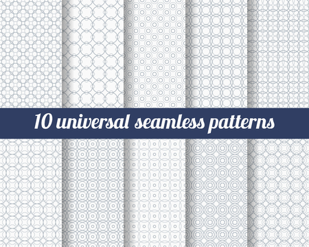 Set of ten subtle seamless patterns. Classic monochrome textures. Gray colors. Vector illustration.のイラスト素材