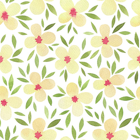 Watercolor seamless pattern with little flowers. Hand drawn abstract flowers, fashion modern background. Greeting card. Vector illustration.のイラスト素材